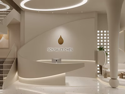 Stylish Modern Beauty and Hair Salon Interior with Curved Reception Desk and Soft Lighting 3d model