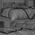 Modern Double Bed With Soft Gray Bedding Brown Blanket And Bedside Tables 3d model