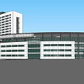 Modern Multi Storey Building Exterior With White Facade Glass Elements And Curved Design