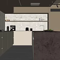 Modern Kitchen Interior With Light Cabinets Black Countertop Tile Backsplash And Appliances 3d model