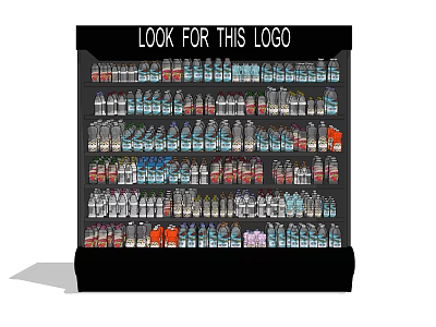Refrigerator Freezer Display Featuring Look For This Logo And Bottled Drinks 3d model