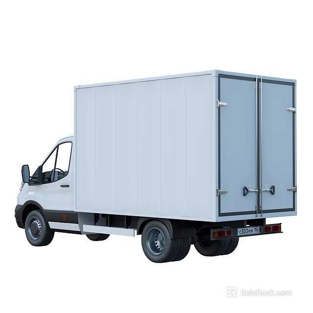 White Box Truck With Double Rear Doors And Side View For Cargo Transportation 3d model 
