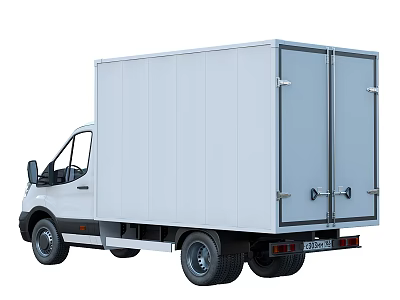 White Box Truck With Double Rear Doors And Side View For Cargo Transportation 3d model
