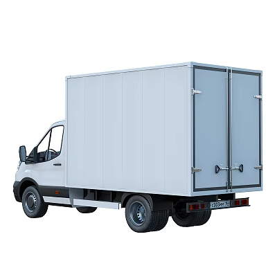 White Box Truck With Double Rear Doors And Side View For Cargo Transportation 3d model