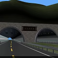 Road Facilities Featuring Stone Wall Tunnel Dual Carriageway Guardrail And Yellow Lane Markings