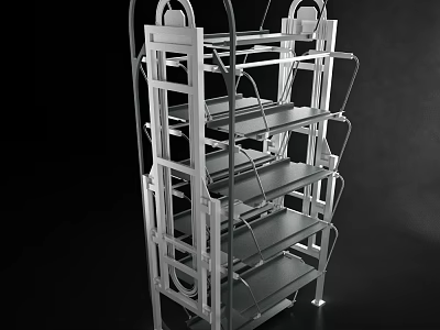 Metal Frame Display Shelving Unit With Multi Tiered Design For Retail 3d model