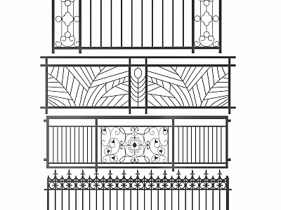 Various Ornate Iron Fence Designs With Decorative Patterns And Intricate Details 3d model