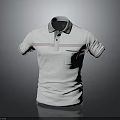Gray Collared Long Sleeve Polo Shirt With Red Stripes And Chest Pocket