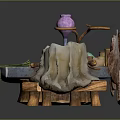 Apothecary Potion Table Alchemist Magic Scene Magic Lab Magic Scene 3d model