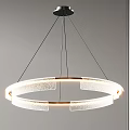 Modern Circular Chandelier Design With Frosted Glass And Metal Frame Suspended With Thin Wires