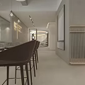 Modern Public Office Space With Glass Partitions Wooden Columns Desks Computers Chairs And Soft Lighting