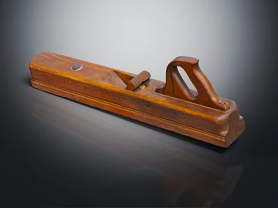 Vintage Wooden Hand Plane Tool With Smooth Crafted Surface And Handle 3d model