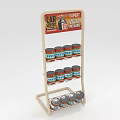 Car Lubricant Can Display Rack with Multiple Layers and Top Advertising Banner for Retail Store