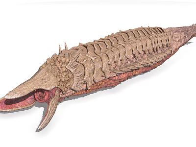 Fierce Game Movie Character With Scaly Body Open Mouth Sharp Teeth And Spikes 3d model
