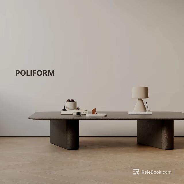 Modern Sofa And Coffee Table Set With Minimalist Design And Table Lamp Decor 3d model