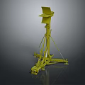 Yellow Tripod Mounted Mechanical Equipment With Adjustable Platform And Sturdy Base 3d model