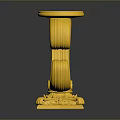 Golden Decorative Sculpture Carving with Spiral Patterns and Intricate Base Design
