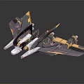 Detailed Futuristic Sci Fi Spaceship Model With Aerodynamic Wings And Gold Blue Accents