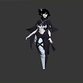Fantasy Female 3D Character Model With Purple Cloak White Armor And Black Hair