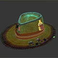 Wide Brim Yellow Red Gradient Hat Featuring Decorative Patches And Badges