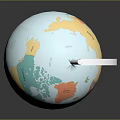 Detailed Colored Globe With World Map White Stand And Black Base