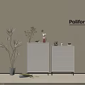 Modern White Entryway And Side Cabinets With Drawers Potted Plants And Decorative Items