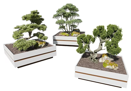 Flower box plant potted mobile flower box flowers and plants combination green plant flower box 3d model