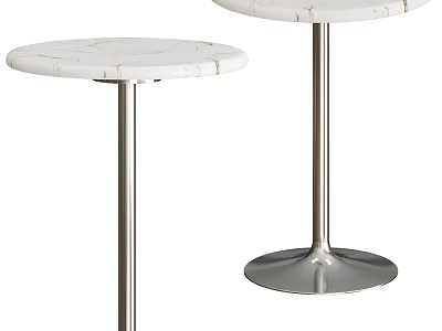 Stylish Modern Side Table With White Marble Top And Silver Metal Legs 3d model