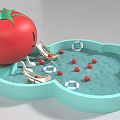 Cartoon Tomato Themed Interactive Zone With Deck Chairs Lifebuoy And Red Balls