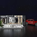 Starry Sky Background With Audi Logo SAIC Audi Sign And Red Car