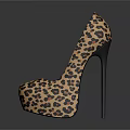 Leopard Print High Heels Fashionable Women's Shoes With Stylish Design And Black Soles