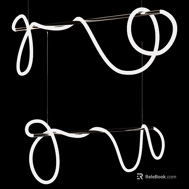 Modern White Curved Ceiling Light with Artistic Wave Shapes for Contemporary Home Interiors 3d model 