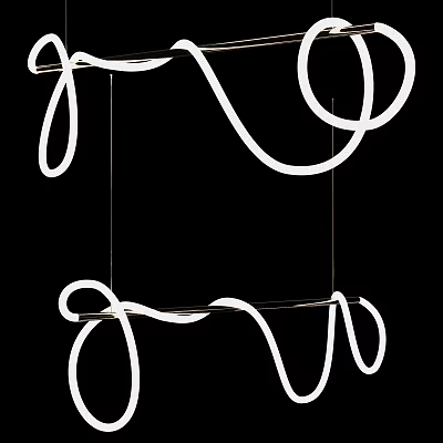 Modern White Curved Ceiling Light with Artistic Wave Shapes for Contemporary Home Interiors 3d model