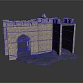 Medieval Castle Architecture With Stone Brick Walls Archway And Towers