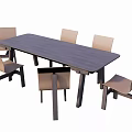 Modern Rectangular Dining Table Set With Six Light Colored Chairs For Home Dining Room 3d model
