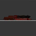 Detailed Black Train Model With Red Wheels On White Tracks