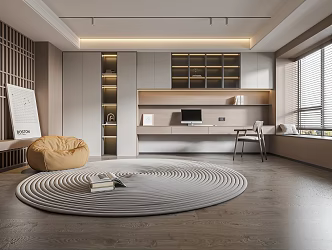 Modern Study No Main Lamp Study Bookcase Combination Desk Combination Jewelry Ornaments 3d model