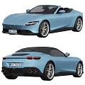 Light Blue Sports Car Convertible And Hardtop Versions
