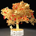 Golden Fortune Tree Photo Spot With Red Lanterns Rabbit And Zodiac Decorations