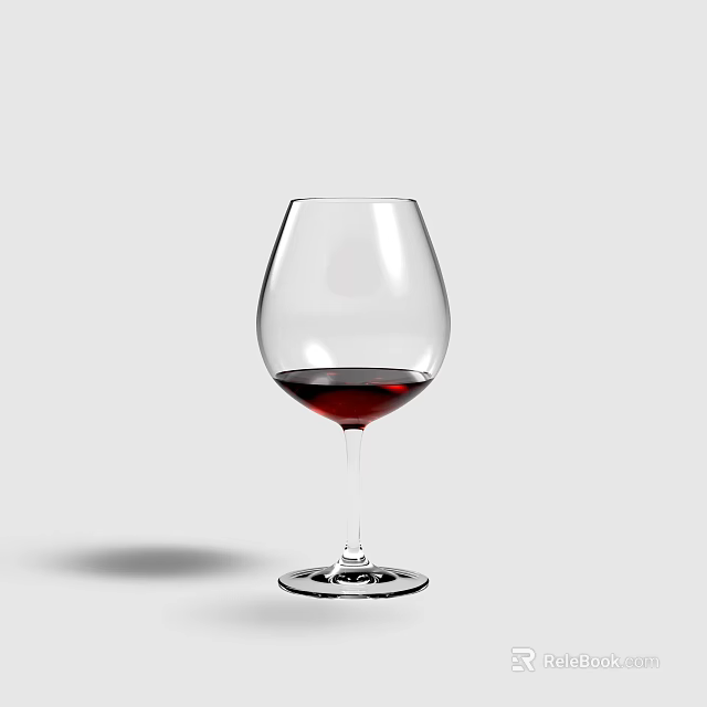 Transparent Stemmed Wine Glass With Small Red Wine In Light Background 3d model 
