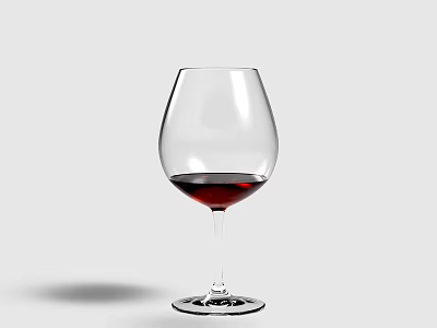 Transparent Stemmed Wine Glass With Small Red Wine In Light Background 3d model