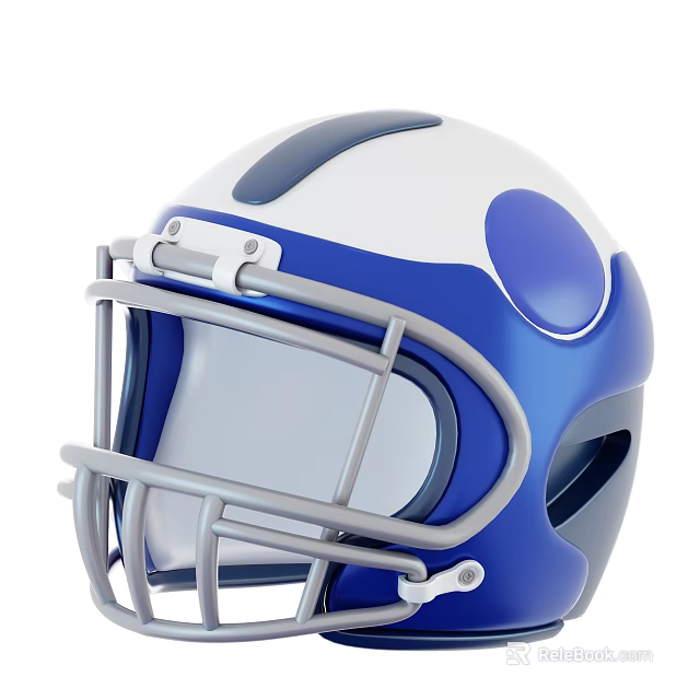 Blue And White American Football Helmet With Durable Protective Sports Equipment Design 3d model 