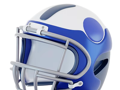 Blue And White American Football Helmet With Durable Protective Sports Equipment Design 3d model