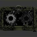 Green Mechanical Device With Two Cylindrical Components And Control Panel