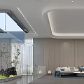Contemporary Minimalist Sales Office Interior Featuring Starry Ceiling Comfortable Sofas And Exquisite Indoor Green Landscapes