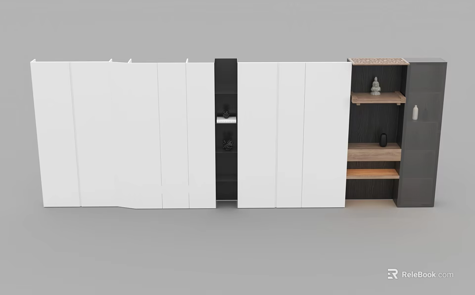 Modern Wardrobe Interior Design With White Doors Open Shelves And Storage Space 3d model 