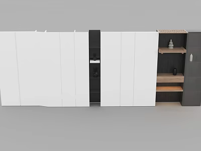 Modern Wardrobe Interior Design With White Doors Open Shelves And Storage Space 3d model