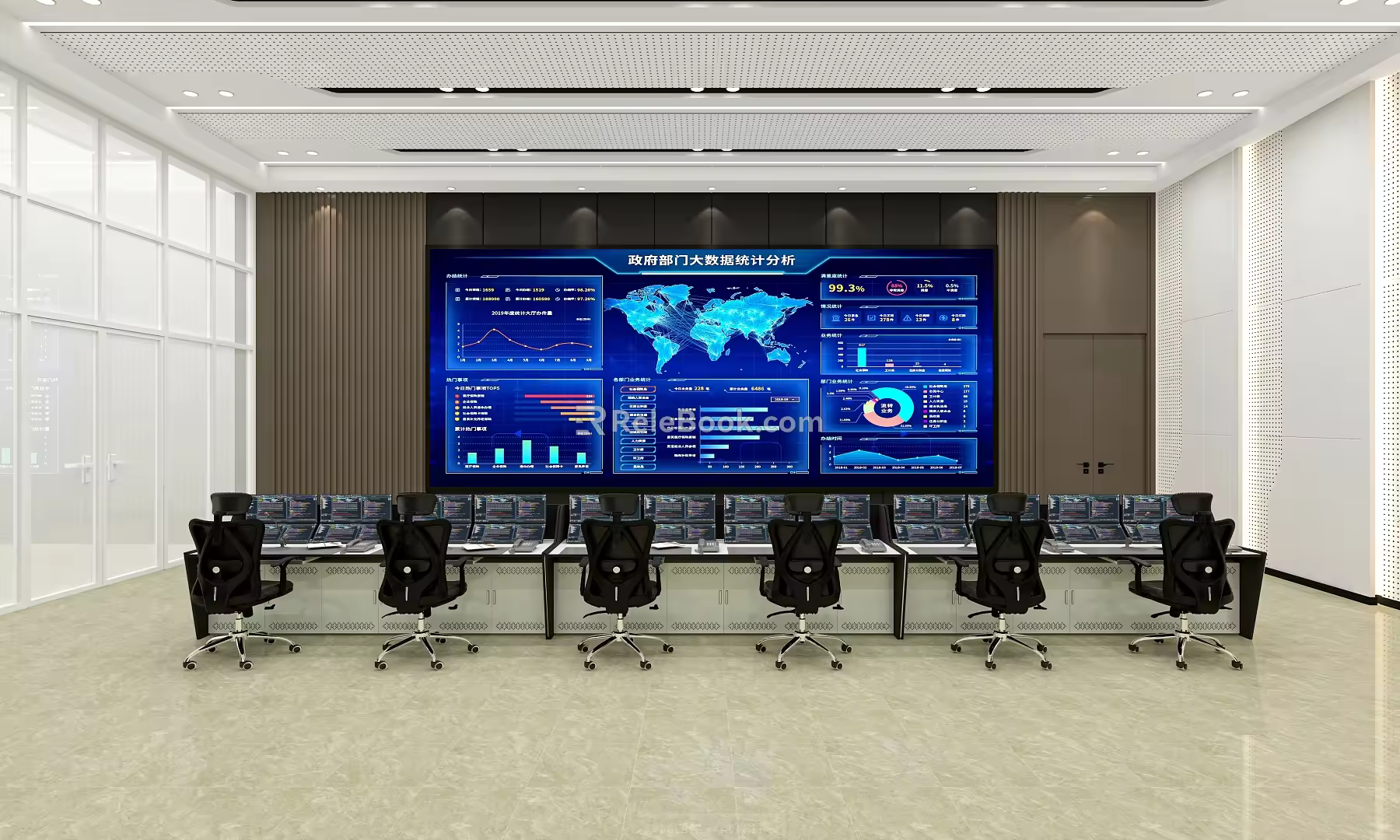 modern monitoring room 3d model