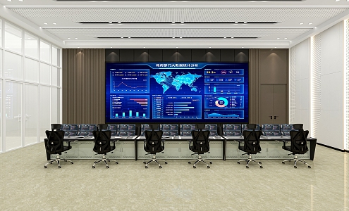 modern monitoring room 3d model