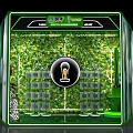 Green Ox Display Cabinet With Plant Wall Light Bulb Icon And Vertical Growing Shelves
